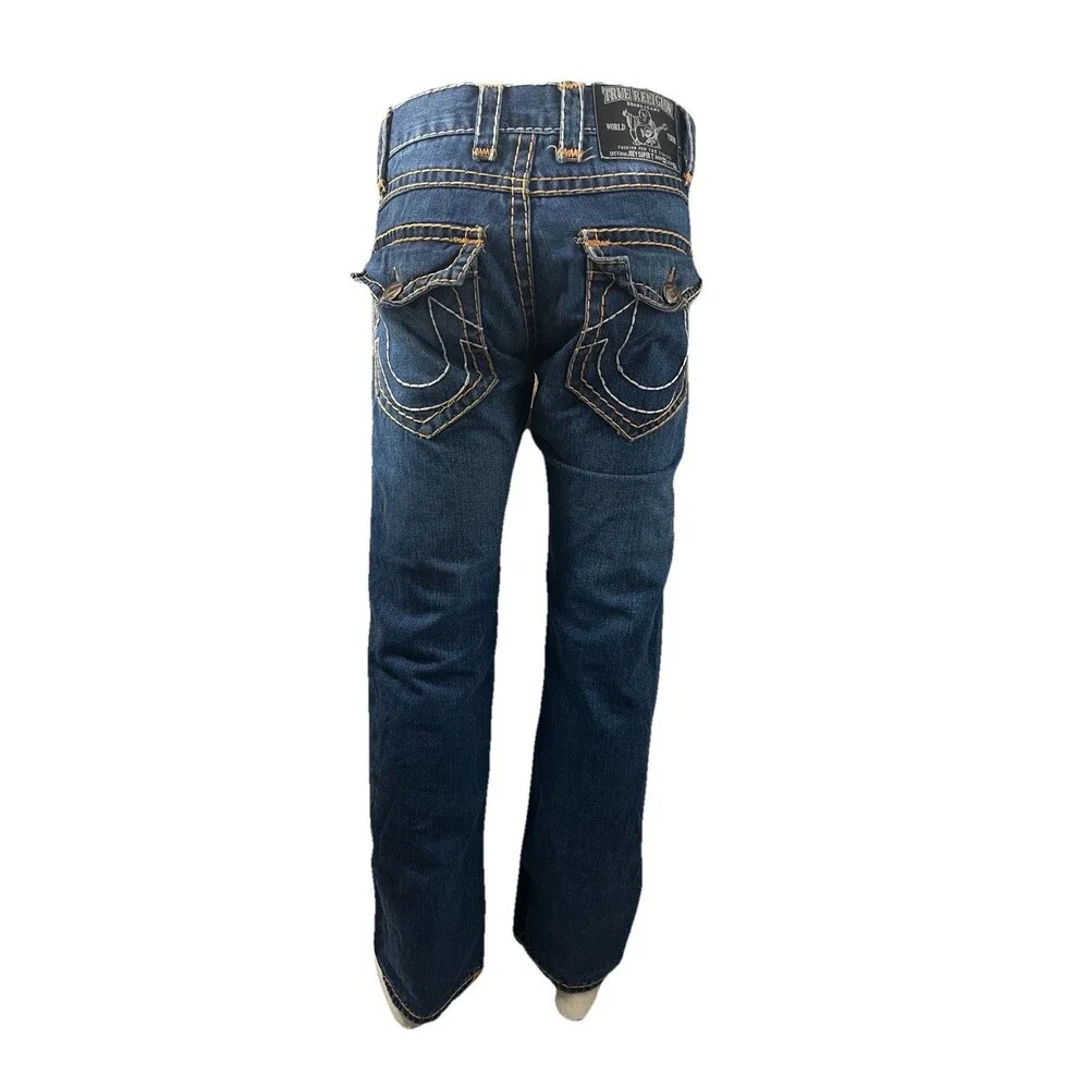 True Religion Joey Super T Mens 32x32 Made in USA Blue Straight Slim-Flare Y2K